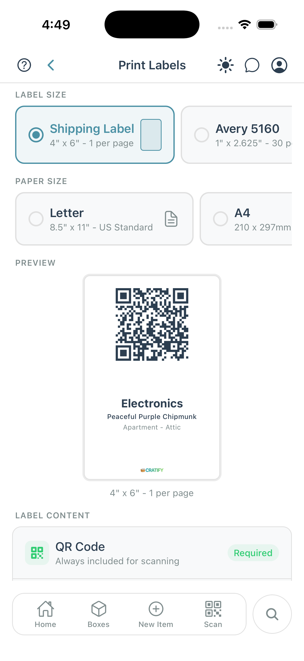 QR labels
